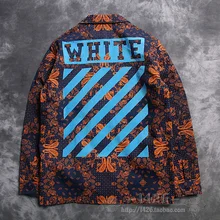 2016 new Fashion trend of the 2016 off white flower cashew stripe flock printing m65 men jacket outerwear