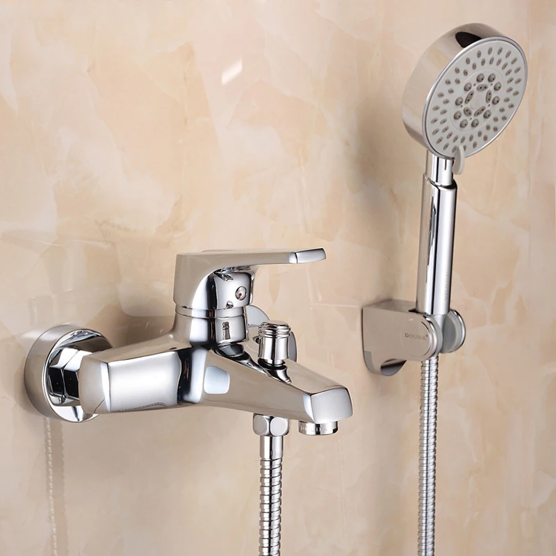 

Wall Mounted Bathroom Faucet BatTub Mixer Tap WitShower Head Shower Faucet Hot Cold Spout Brass Mixer Torneira