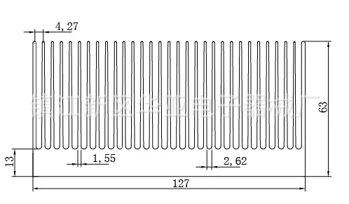 Perfil de Alumínio de Alta Largura do Radiador de Alta Refrigeração de Energia Potência Dentes Densos Alta 63 Eletrônica 127*63*100200300mm 127 - Imagem 3