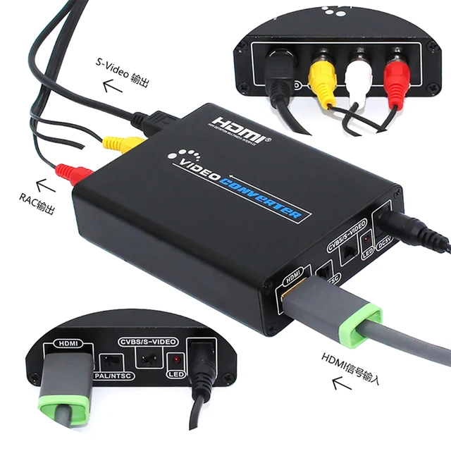HDMI to AV Svideo CVBS L R Video Converter Switcher Adaptor