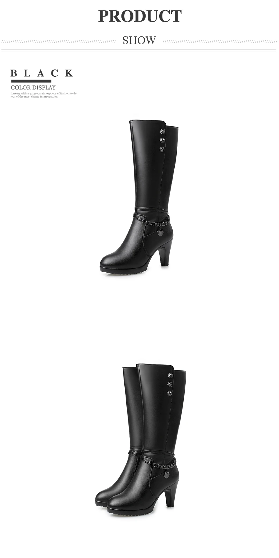 AIYUQI/Новинка года; зимние женские ботинки из натуральной кожи на высоком каблуке. Шерстяные ботинки с модным высоким голенищем; Женские ботинки в байкерском стиле