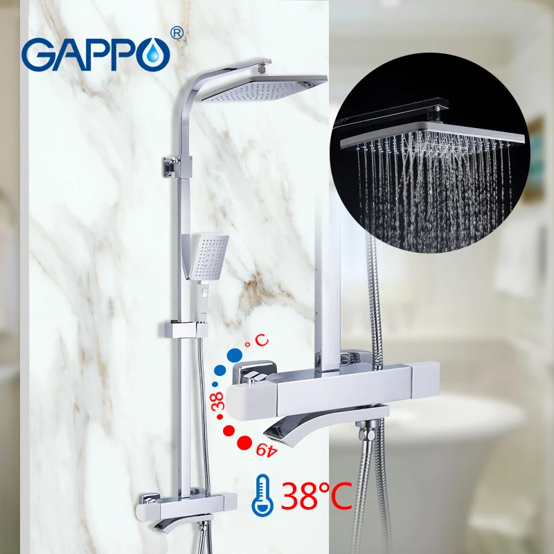 Online GAPPO juegos de ducha termostática grifo de ducha de baño mezclador caliente y frío grifo de latón bañera Sistema de ducha mezclador termostático