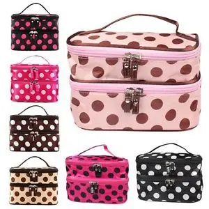 New Arrival Portable Women Lady 2 Layers Cosmetic Set Beauty Case Toiletry Bag Free Shippingfree shipping