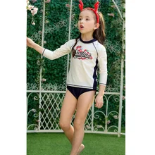 Vivo-biniya/детский купальный костюм для девочек, Рашгард белая пляжная рубашка с принтом UPF50+ солнцезащитный комплект с длинными рукавами из 3 предметов