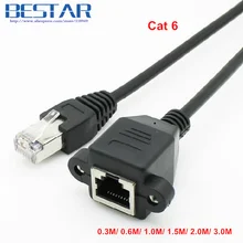 RJ45 8P8C Cat 6 Cat6 Male to Female Lan Ethernet Network Extension Cable 0.3m 0.6m 1m 1.5m 2m 3m with screws Panel Mount Holes