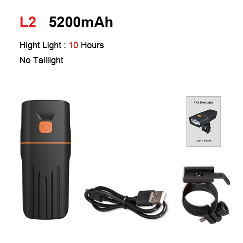 NEWBOLER, 5200 мА/ч, велосипедный светильник, внешний аккумулятор, велосипедный передний светильник, USB перезаряжаемая лампа, велосипедный водонепроницаемый светильник, Аксессуары для велосипеда - Цвет: Set 1 L2 5200 mAh