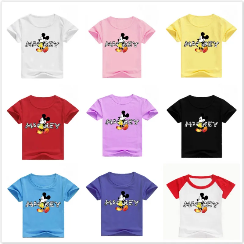 

Summer Children Clothing Cartoon Mickey Print Short Sleeve T Shirts Baby Boys Cotton Toddler Clothes Girl Tops Tee Kids T-shirts