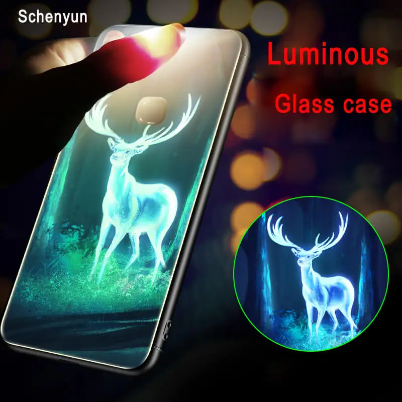 

Luminous Tempered Glass Phone Case For vivo V11 pro S1 X27 X21S IQOO Z5x y3 Y17 coque Back Cover Case For VIVO V15 pro Y97 Capa