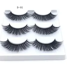 3 пары ручной работы реального норки накладные ресницы 3D полосы норки ресницы толстый Поддельные искусственного ресницы Макияж Красота накладные ресницы ES 01