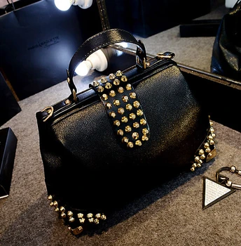 

YESETN BAG hot sale good quality women fashion handbag female rivet bag doctor style shoulder bag tote lady cross-body bag