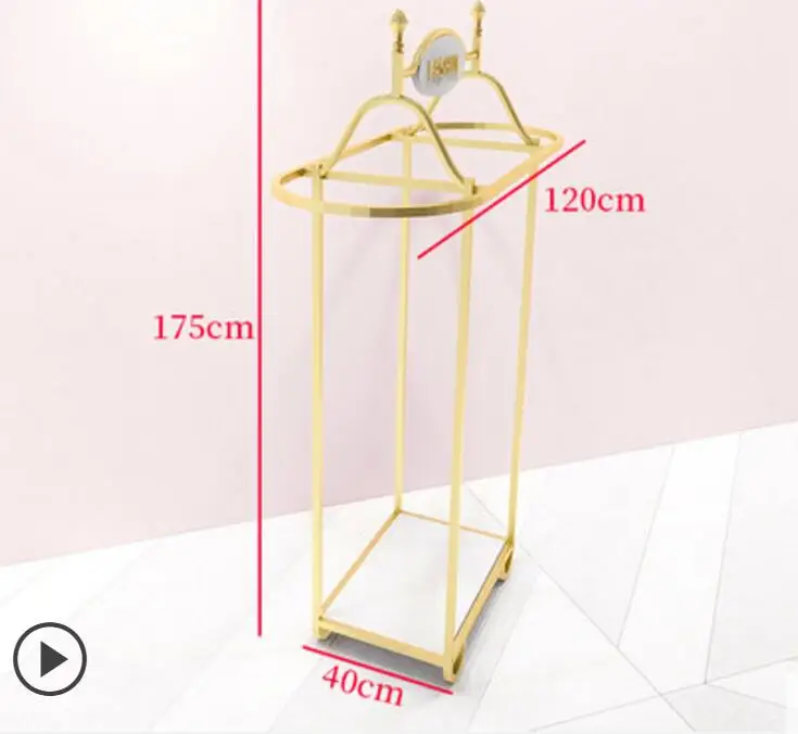 Европейские Золотые женские полки для хранения одежды в стиле пола, Высококачественная вешалка для одежды, сумка для обуви, Двойная витрина для одежды
