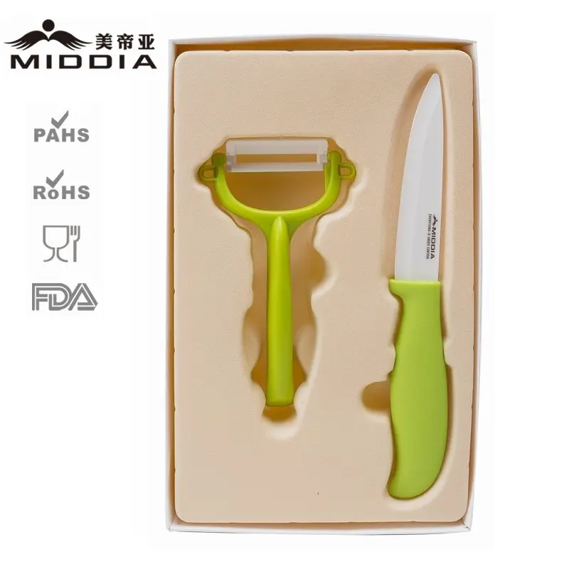 2 шт. керамический набор ножей кухонный нож для фруктов посуда для фруктов и овощей инструменты - Цвет: green