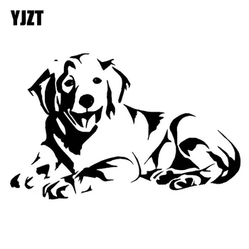 

YJZT 15CM*9.5CM LABRADOR DOG PUPPY GOLDEN RETRIEVER LYING DOWN Vinyl Car Art Sticker Decal Black/Silver C10-00377