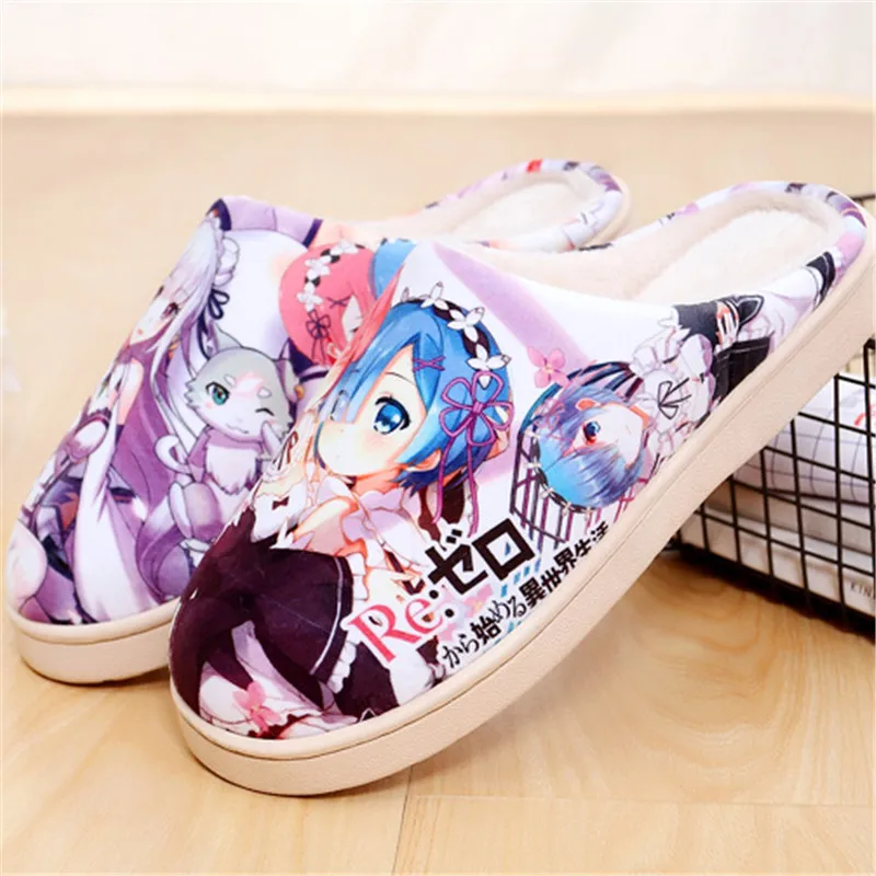 Женская плюшевая обувь из японского аниме Re Zero kara Hajimeru Isekai Ram Rem Emilia теплые