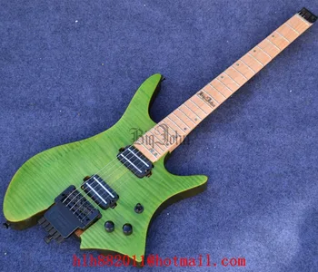 

Headless Electric Guitar ,Matte Green Flame Maple Top Mahogany Body Double Track Pickup BJ-88