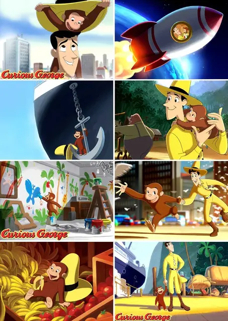 8pcs postcards curious george