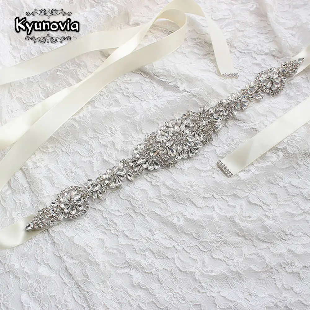 Пояс для свадебного платья Kyunovia атласные Стразы с кристаллами свадебные