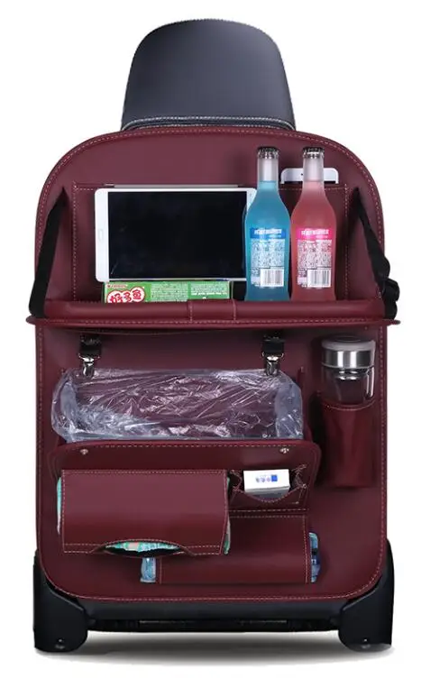 Подушка для автомобильного сиденья, чехол на заднее сиденье, складывающаяся подставка для столовой, многофункциональная сумка для хранения автомобиля, коробка для хранения автомобиля - Название цвета: Red wine