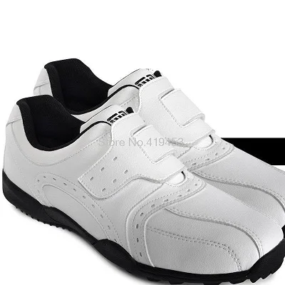 Mens Lightweight Golf Shoes Soft Leather Spikeless Golf Sneakers Man Shock Absorption Fitness Training Footwear#B1332 - Цвет: Белый