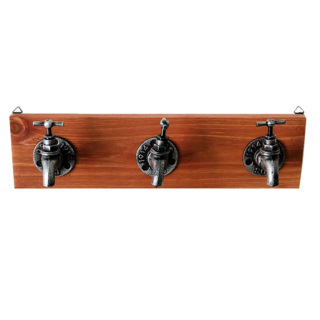 Rustic Industrial Faucet Design Wall Mounted Iron Coat Hooks Garment Hanger Towel Rack