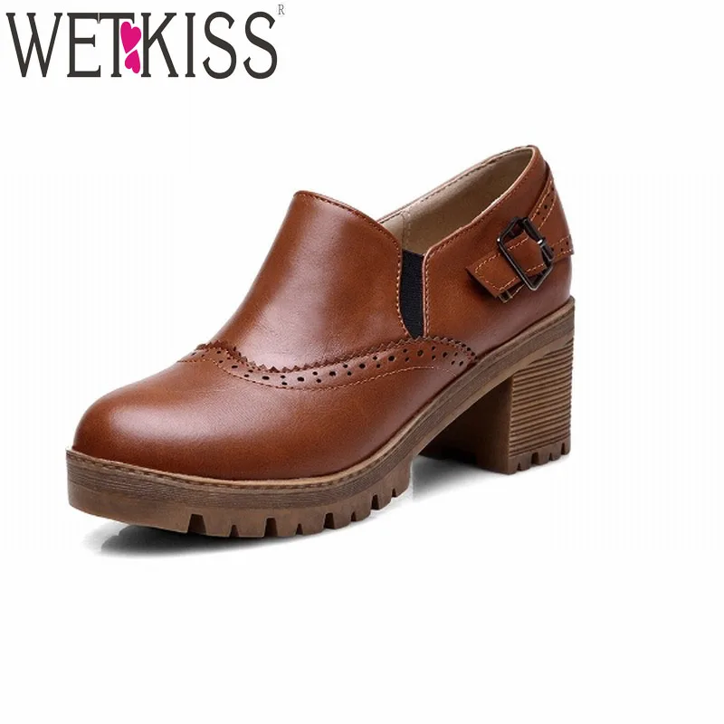 

2016 New Arrival Women Pumps Popular Buckle Strap Charm Shoes Fashion Square Heels Platform Shoes Woman Size 34-43
