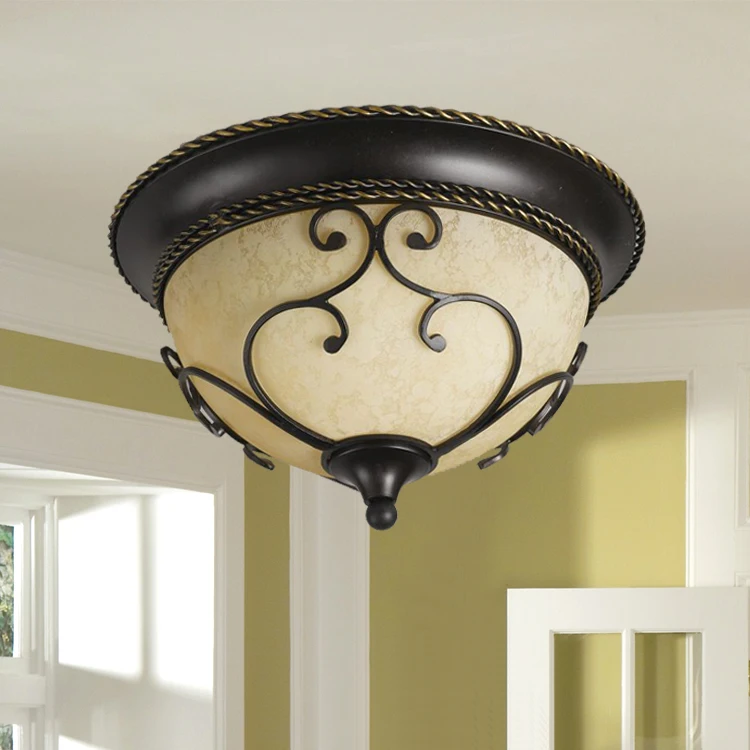 

American style rural ceiling lamp living room bedroom garden corridor iron LED decorative ceiling light ZA8165