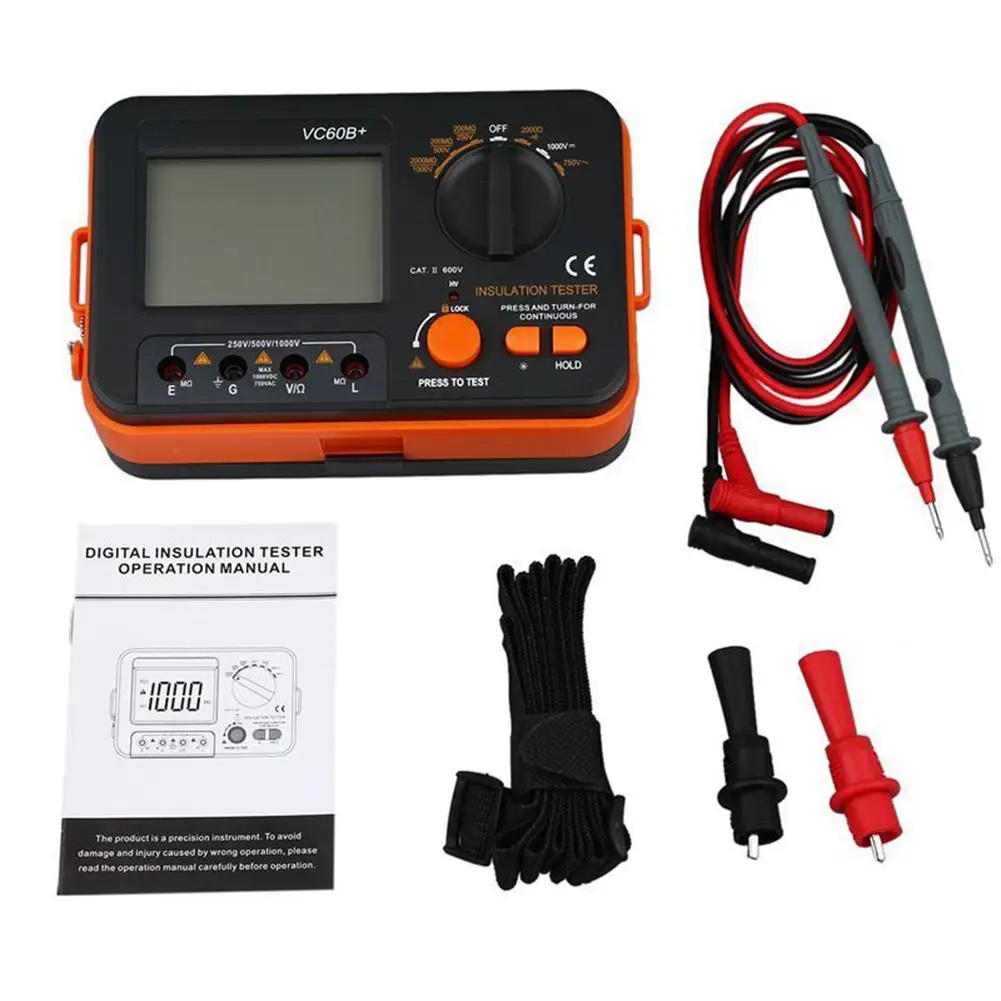 

1000V LCD Display Digital Megohmmeter Insulation Resistance Tester Resistance Short Circuit Automatic Zero Return Alarm
