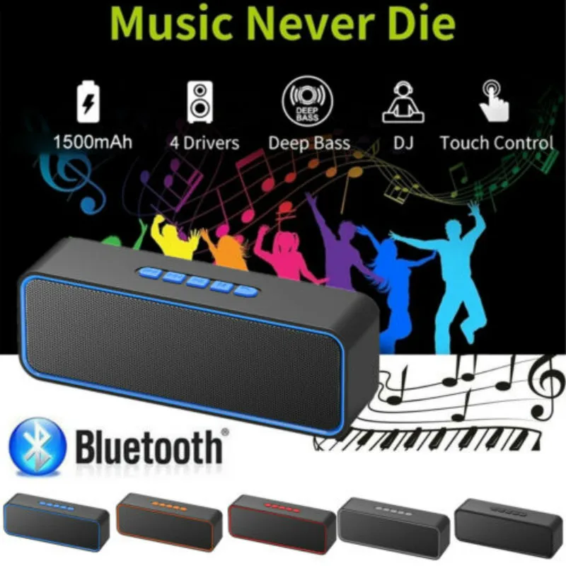 

Bluetooth Speaker Portable Column Bass Subwoofer Support FM Radio AUX USB TF Card HIFI Portable Speaker for Computer iPhone