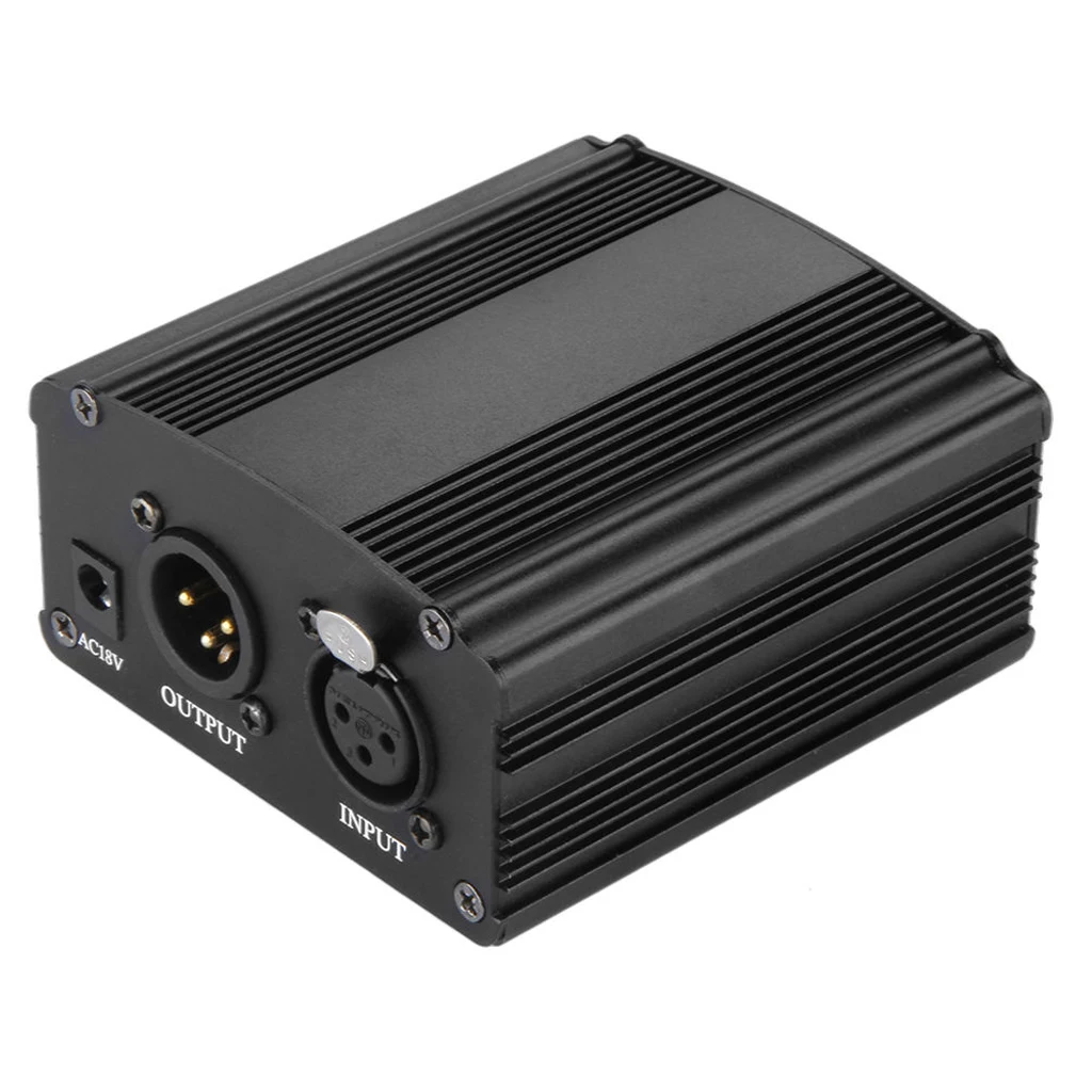 1CH 48V Phantom Power Supply For Condenser Microphone Blackphantom