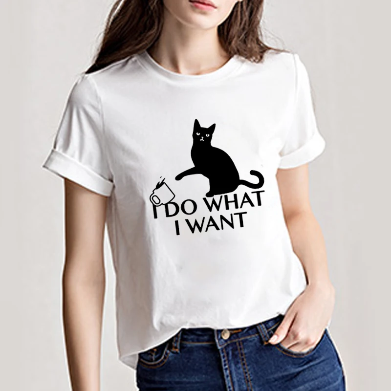 Женская футболка с круглым вырезом Zjlvmf I Do What Want хлопковая Повседневная коротким