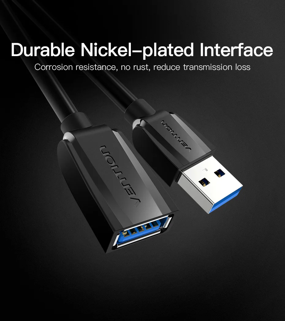 Vention USB кабель-удлинитель USB 3,0 кабель для Smart tv PS4Xbox One SSD USB3.0 2,0 для удлинителя кабеля передачи данных мини USB кабель-удлинитель