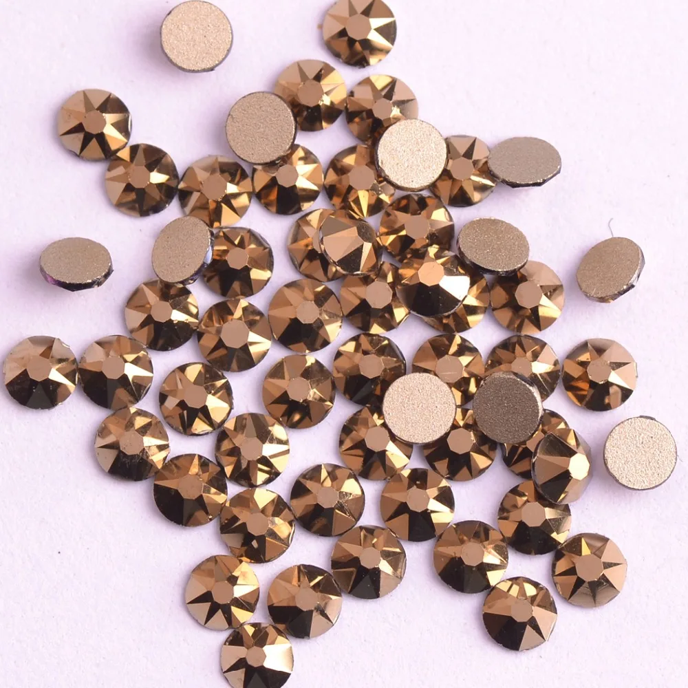 

New 2088 Cut Crystal Aurum Dorado Mine Gold Hematite Non hotfix 16 facets 8+8 Nail Art Rhinestones Golden Base for Nails Arts