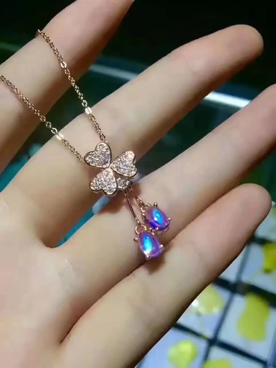 Верность естественно 4*6 мм подвески из лунного камня s925 серебро happy fine jewelry подарок для женщин вечерние натуральный синий драгоценный камень