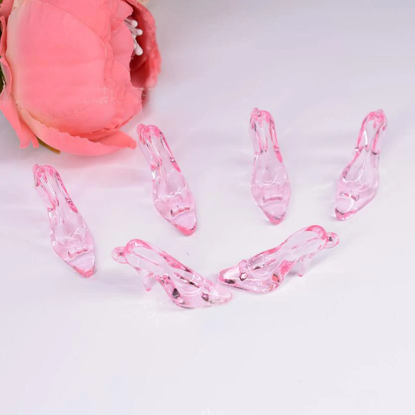 

100pcs Pink/White Glass Slipper High-heeled Shoes For Wedding Party Confetti Baby Shower Table Decoration Scatter Sprinkles
