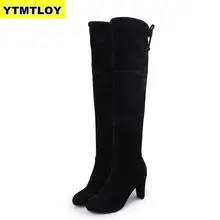 Размеры 35-43; женские сапоги; ботфорты из искусственной замши; пикантная обувь на высоком каблуке со шнуровкой; женские облегающие сапоги до бедра; Botas