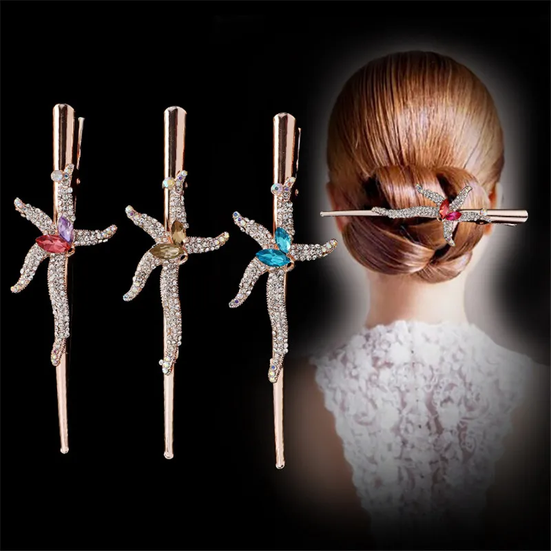 

10pcs women's fashion cartoon animal barrettes rhinestone starfish beach hair clips hair claws girls shower headwear hairgrips