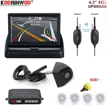 

Koorinwoo wireless Car Video Parking Sensor Backup Radar Detector System Connect Foldable Monitor Dynamic Trajectory Rear Camera