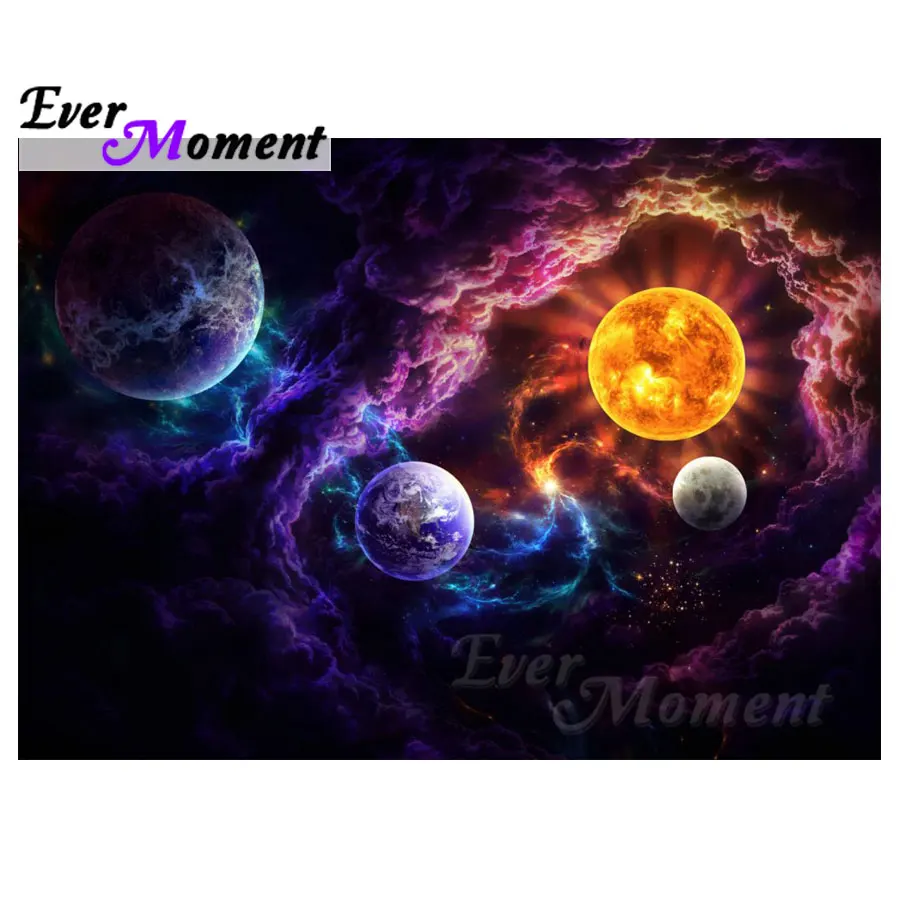

Ever Moment 5D DIY Diamond Embroidery Planet Universe Mar Full Square Resin Diamond Painting Picture Mosaic Rhinestone S2F377