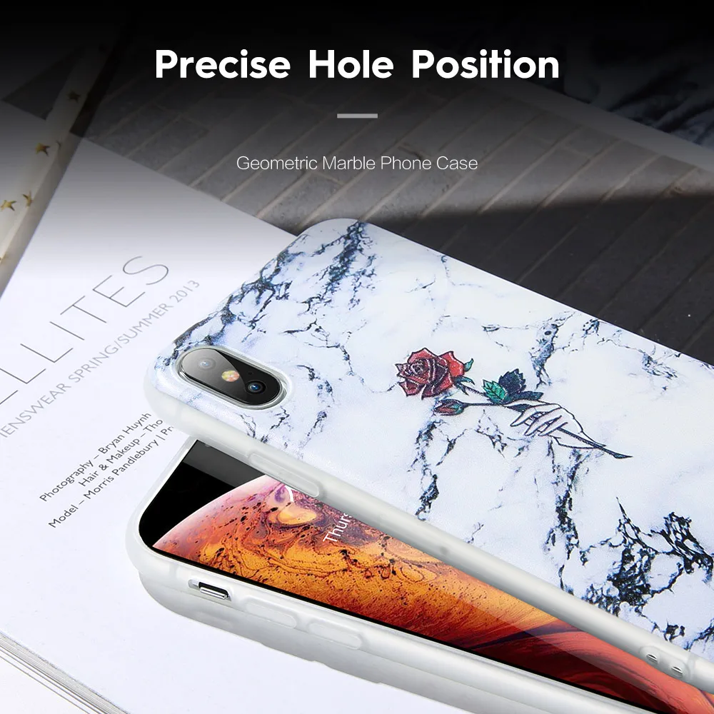 KISSCASE-Marble-Phone-Case-For-iPhone-5-5s-Se-X-XS-Max-XR-Rose-Pattened-Soft (2)