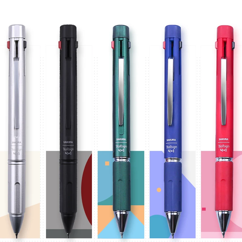 Sakura Metal Rod Multifunction 4 1 Gel Pen Automatic Pencil Ballsign Multi Function Pen Aliexpress