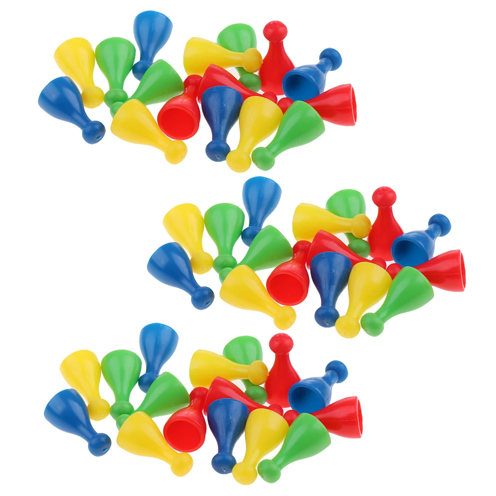 

48 Pieces Plastic Human Shape Chess Pawn Pieces Board Card Game Accessories Halma Parts Pieces for Party Family Games Colorful