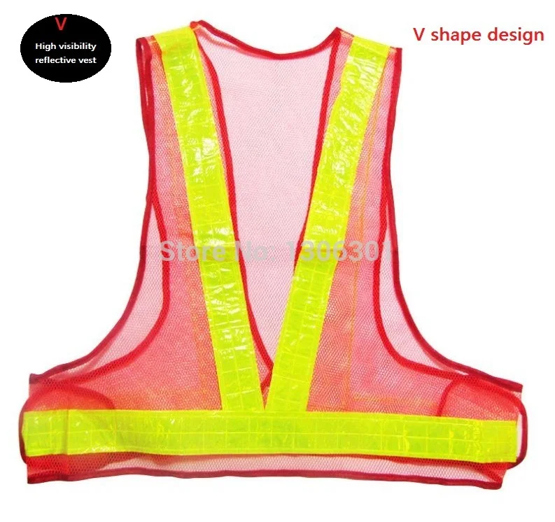 V стиль светоотражающий сигнальный жилет безопасности дорожного движения Чистящая Рабочая одежда