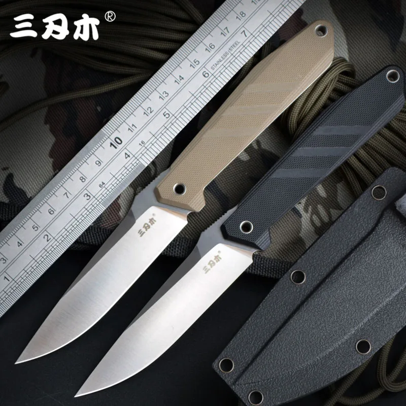 

Sanrenmu S758 Fixed Knife 8cr13mov Blade G10 Handle outdoor camping survival tactical hunting bushcraft knife Utility K Sheath