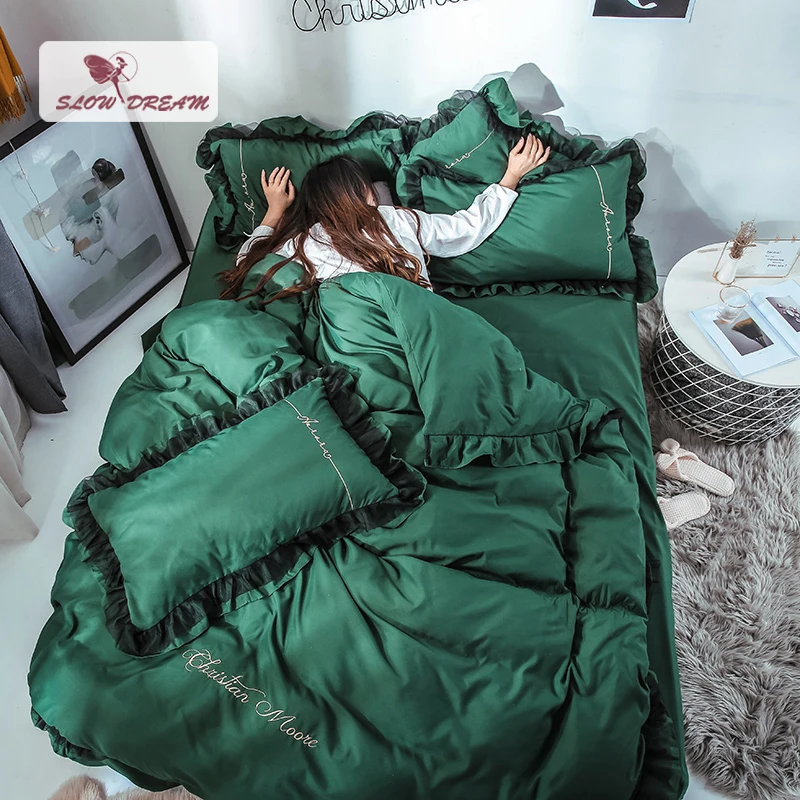 Зелёный новый роскошный комплект постельного белья Slow Dream постельное белье