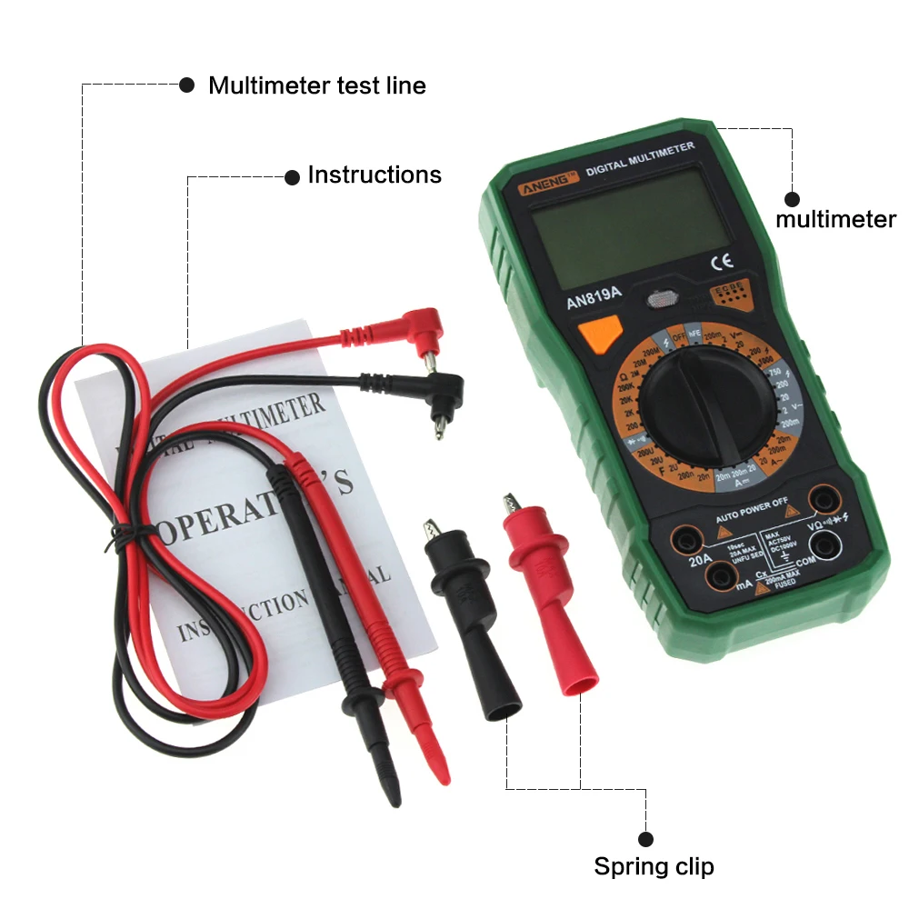 

Professional Physical Measurement Multimeter + Measuring Line Alligator Clip Multi-function Measuring Tool Multimeter