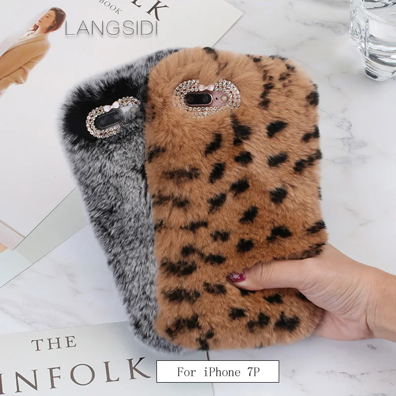 2018 New For iPhone 7 Plus case handmade Leopard plush style back cover Other Case | Мобильные телефоны и аксессуары