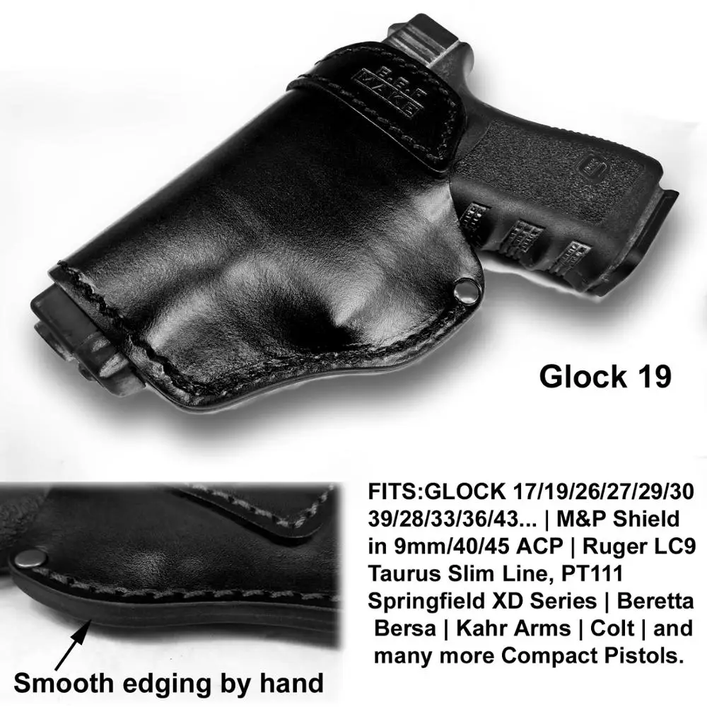 B.B.F MAKE кобуру из кожи для S & W M P ЩИТ Глок 17 19 22 23 26 27 32 33 42 43/Спрингфилд XD IWB кобуры 12