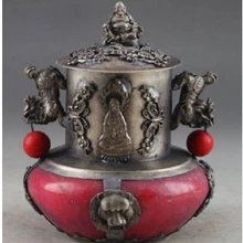 Рождественские украшения для дома+ старинная китайская ручная работа резьба Kwan-Yin красная Нефритовая курильница