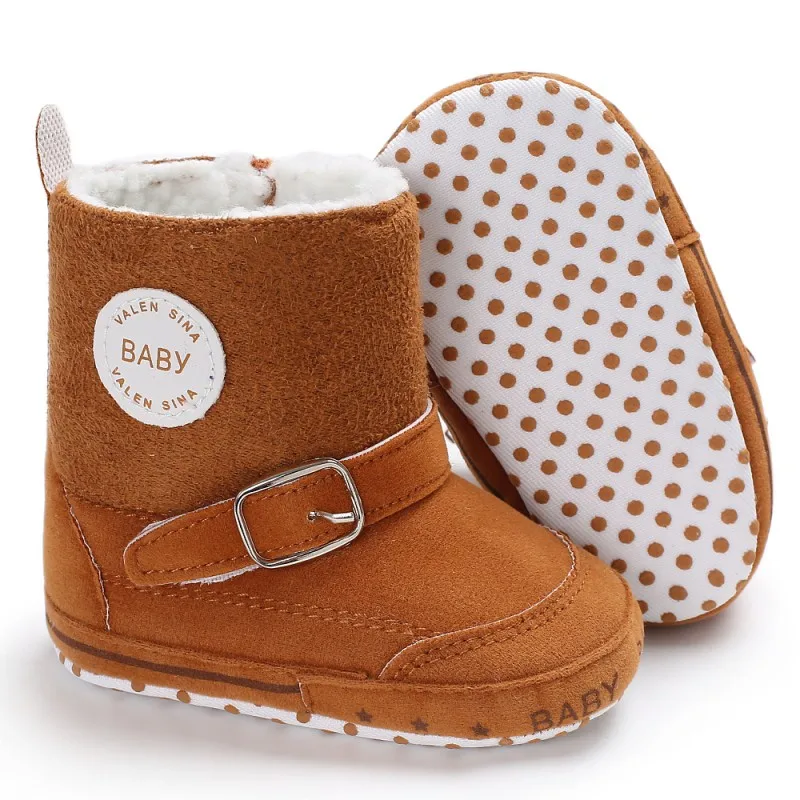 Baby Girls Cotton Shoes Furry Soft Sole Toddler Baby Girl Winter Boots Booties Side Zip Solid