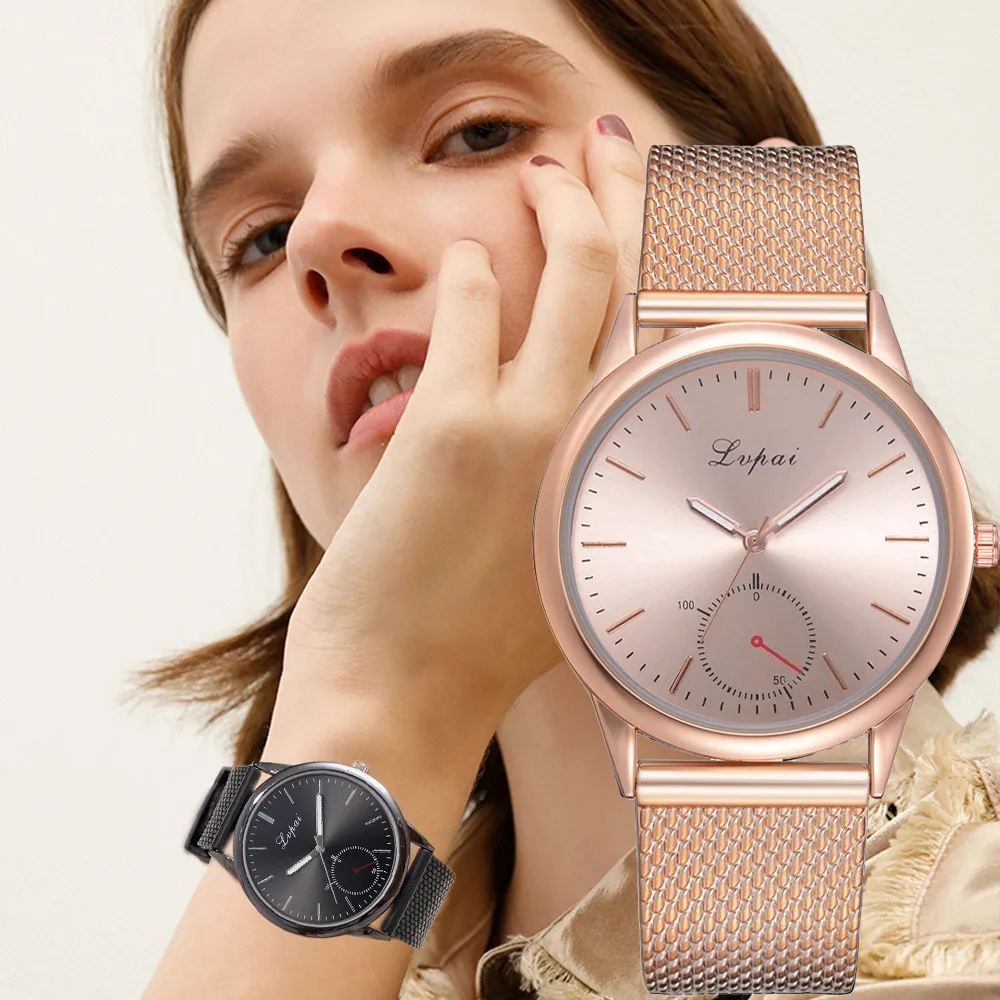 

LVPAI Newest Rose Gold Black Roman Numerals Women Dress Watches Brand Luxury Fashion Popular Wristwatch Female Quartz Watch 533
